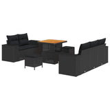 Garden Sofa Set Height-Adjustable 8 pcs Black Poly Rattan