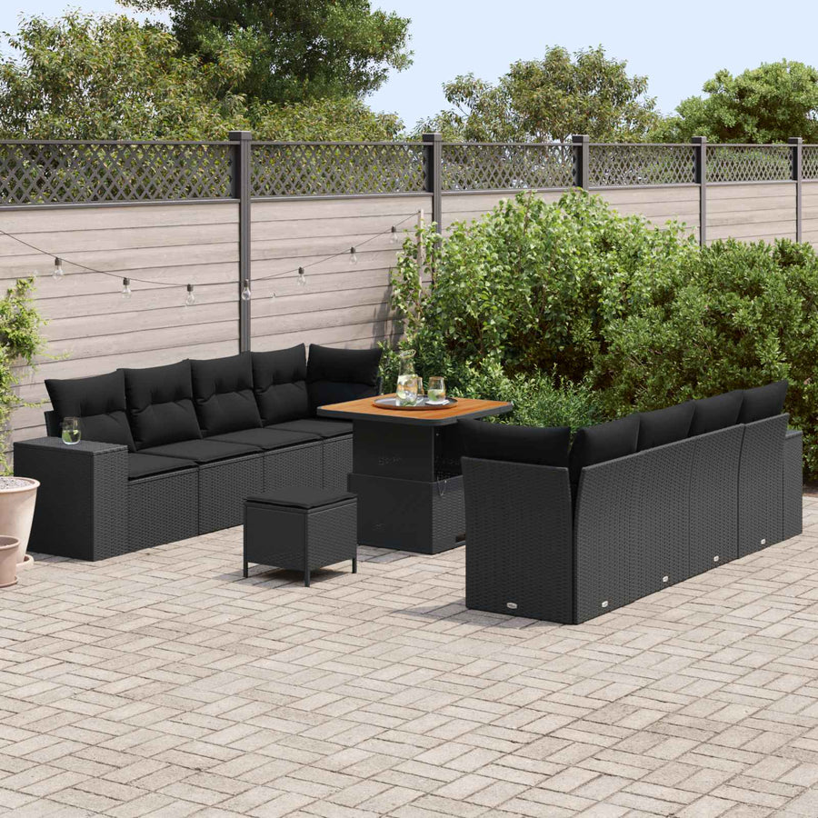 Garden Sofa Set 11 pcs Black Poly Rattan