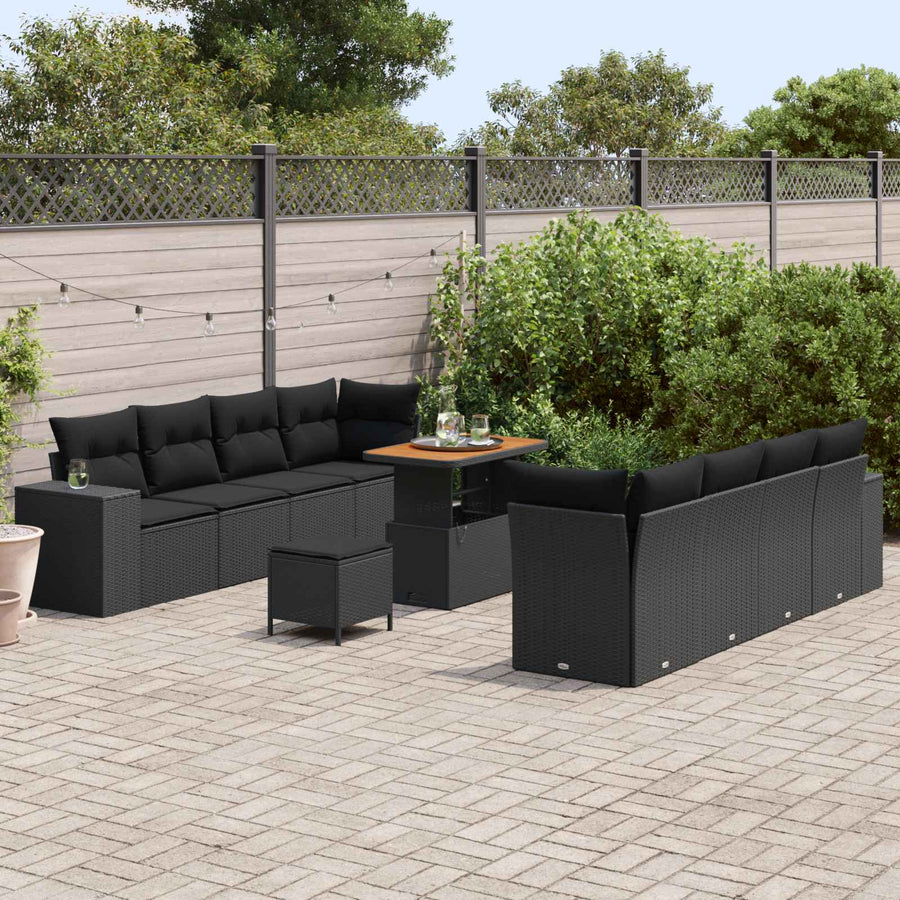 Garden Sofa Set 11 pcs Black Poly Rattan