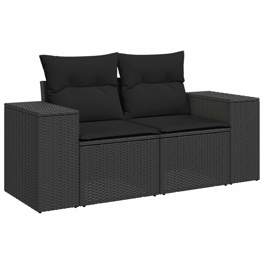 Garden Sofa Set 10 pcs Black Poly Rattan