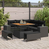 Garden Sofa Set 8 pcs Black Poly Rattan
