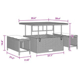 Garden Sofa Set Height-Adjustable 8 pcs Black Poly Rattan - Extra Image