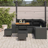Garden Sofa Set with Cushion 8 pcs Black Poly Rattan