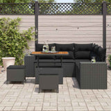 Garden Sofa Set with Cushion 8 pcs Black Poly Rattan - Side View