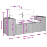 Garden Sofa Set with Cushion 9 pcs Black Poly Rattan - Low Angle