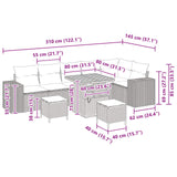 Garden Sofa Set Height-Adjustable 9 pcs Black Poly Rattan - Low Angle