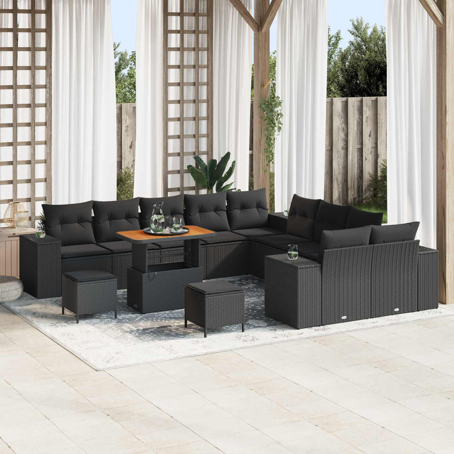 Garden Sofa Set 13 pcs Black Poly Rattan