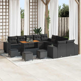 Garden Sofa Set 14 pcs Black Poly Rattan