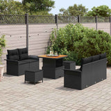 Garden Sofa Set Height-Adjustable 8 pcs Black Poly Rattan - Side View