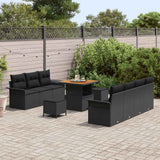 Garden Sofa Set with Cushion 10 pcs Black Poly Rattan