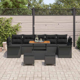 Garden Sofa Set Height-Adjustable 10 pcs Black Poly Rattan - Side View