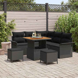Garden Sofa Set Height-Adjustable 8 pcs Black Poly Rattan