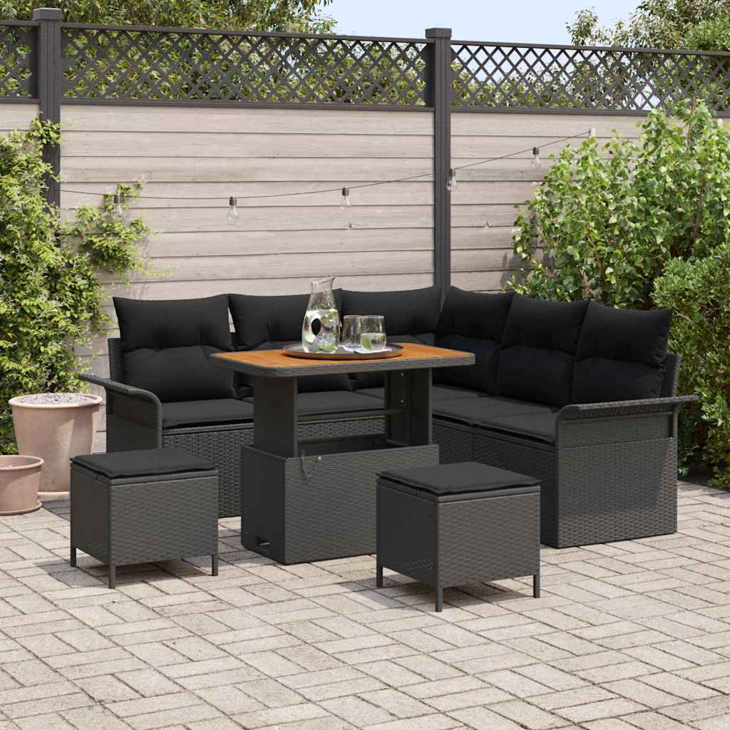 Garden Sofa Set 8 pcs Black Poly Rattan