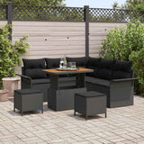 Garden Sofa Set Height-Adjustable 8 pcs Black Poly Rattan