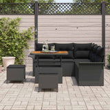 Garden Sofa Set Height-Adjustable 8 pcs Black Poly Rattan - Side View