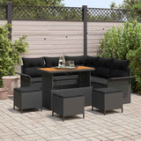 Garden Sofa Set 9 pcs Black Poly Rattan