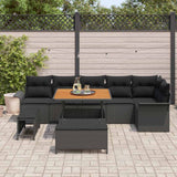 Garden Sofa Set Height-Adjustable 9 pcs Black Poly Rattan - Side View