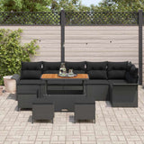 Garden Sofa Set Height-Adjustable 10 pcs Black Poly Rattan - Side View