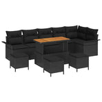 Garden Sofa Set 10 pcs Black Poly Rattan
