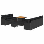 Garden Sofa Set 10 pcs Black Poly Rattan