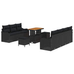 Garden Sofa Set 10 pcs Black Poly Rattan