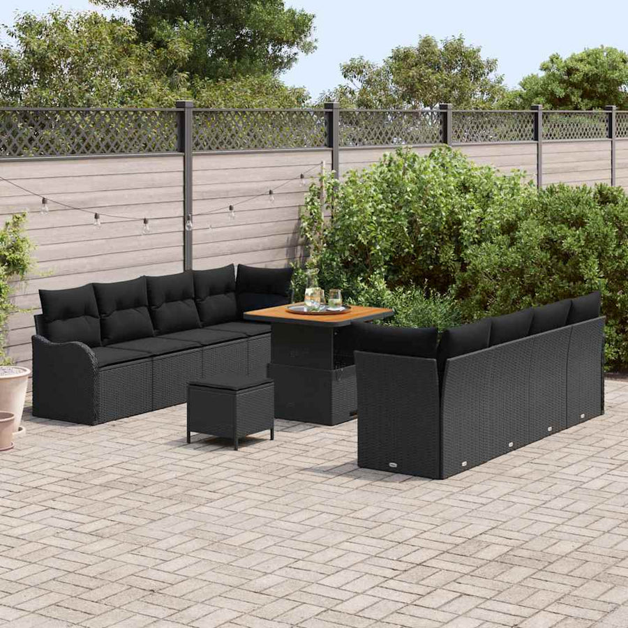 Garden Sofa Set 11 pcs Black Poly Rattan