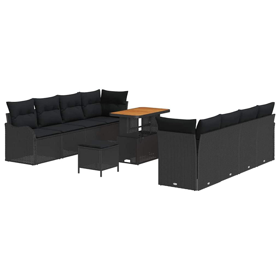 Garden Sofa Set 11 pcs Black Poly Rattan