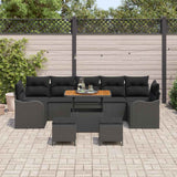 Garden Sofa Set Height-Adjustable 10 pcs Black Poly Rattan - Side View