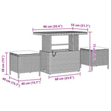 Garden Sofa Set Height-Adjustable 10 pcs Black Poly Rattan - Extra Image