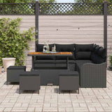 Garden Sofa Set Height-Adjustable 9 pcs Black Poly Rattan - Side View