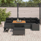 Garden Sofa Set Height-Adjustable 9 pcs Black Poly Rattan - Side View