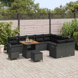 Garden Sofa Set 12 pcs Black Poly Rattan - Side View