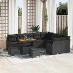 Garden Sofa Set 12 pcs Black Poly Rattan