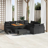 Garden Sofa Set Height-Adjustable 13 pcs Black Poly Rattan