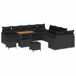 Garden Sofa Set 13 pcs Black Poly Rattan