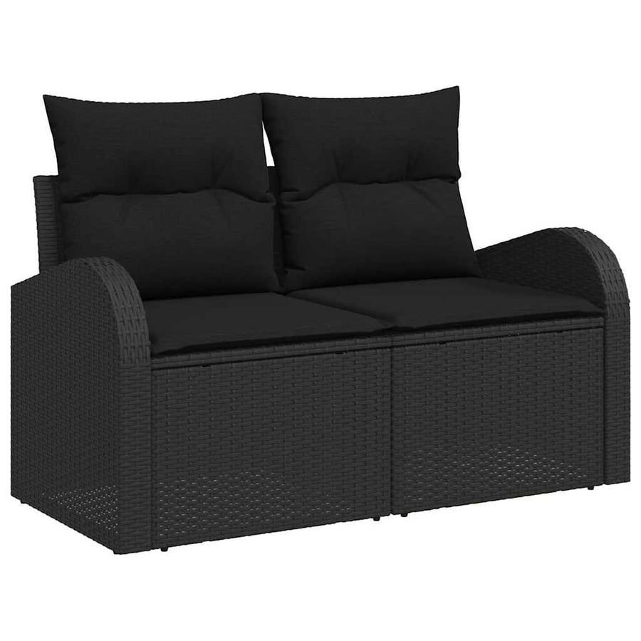 Garden Sofa Set 10 pcs Black Poly Rattan