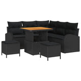 Garden Sofa Set with Cushion 8 pcs Black Poly rattan - Front View