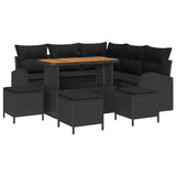 Garden Sofa Set with Cushion 9 pcs Black Poly rattan - Front View