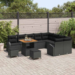 Garden Sofa Set 12 pcs Black Poly Rattan