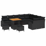 Garden Sofa Set 12 pcs Black Poly Rattan