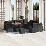 Garden Sofa Set 13 pcs Black Poly Rattan