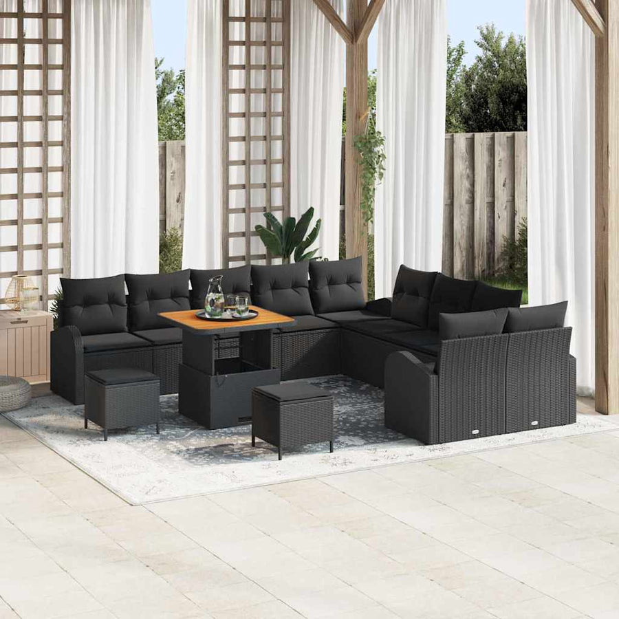 Garden Sofa Set 13 pcs Black Poly Rattan
