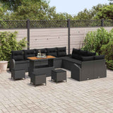 Garden Sofa Set with Cushion 14 pcs Black Poly Rattan - Side View