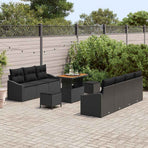 Garden Sofa Set 10 pcs Black Poly Rattan