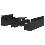 Garden Sofa Set 10 pcs Black Poly Rattan