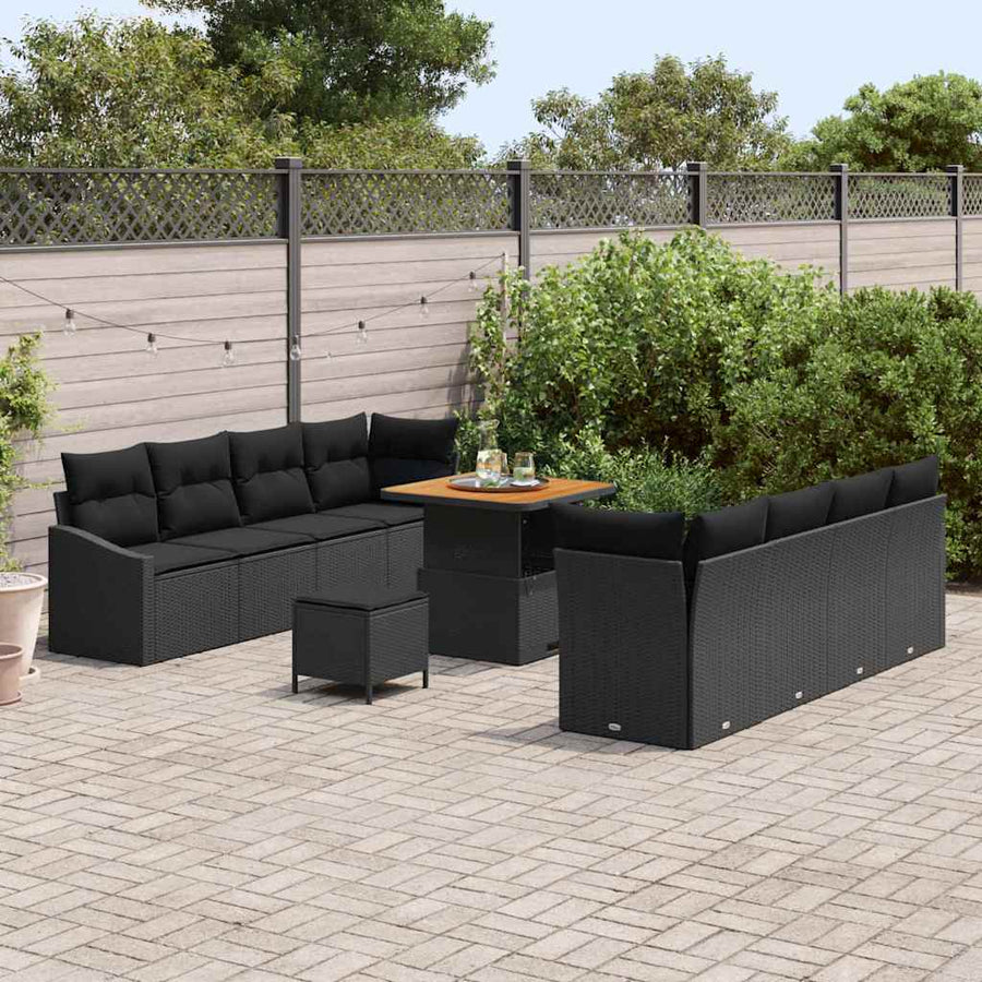 Garden Sofa Set 11 pcs Black Poly Rattan