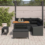 Garden Sofa Set with Cushion 8 pcs Black Poly rattan - Side View
