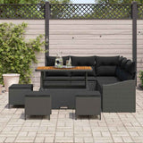 Garden Sofa Set with Cushion 9 pcs Black Poly rattan - Side View
