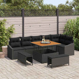 Garden Sofa Set 9 pcs Black Poly Rattan