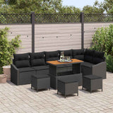 Garden Sofa Set with Cushion 10 pcs Black Poly rattan